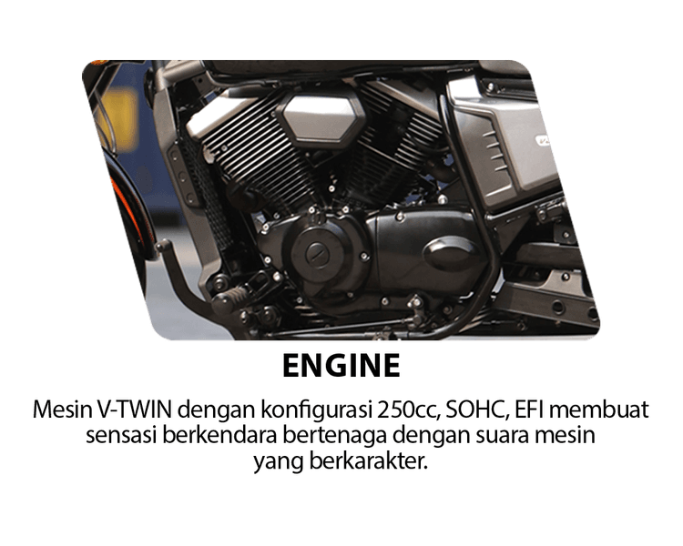 Mesin V Twin dengan konfigurasi 250cc