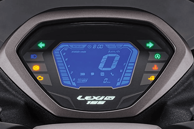 Desain baru Full LCD Speedometer yang informatif untuk pengendara dengan konektifitas dengan Y-Connect dapat memberikan notifikasi pesan dan telpon.
