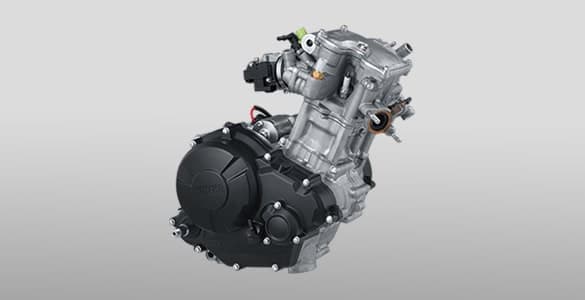Teknologi mesin balap yang memaksimalkan perfoma dengan mesin 4 valve 150cc Fuel Injection dilengkapi dengan Forged Piston, DiAsil Cylinder serta Liquid Cooled System.