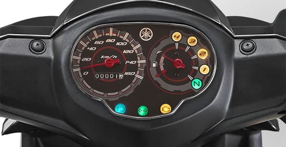 Desain speedometer baru dengan indikator perpindahan gigi dan mesin.