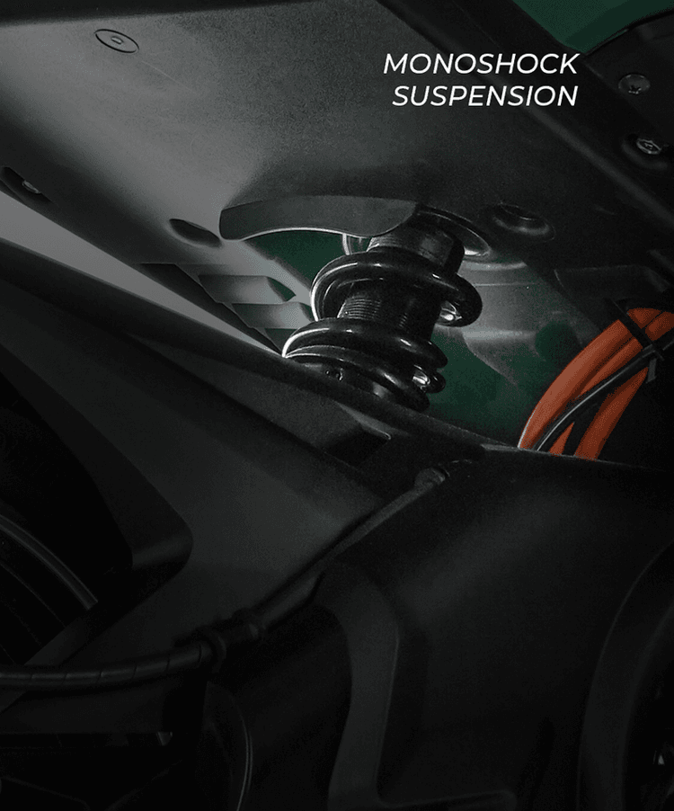 sistem suspensi belakang yang menggunakan satu peredam kejut utama di bagian tengah rangka motor. Sistem ini membantu meningkatkan stabilitas, kenyamanan, serta pengendalian kendaraan, terutama saat melewati jalan tidak rata atau saat bermanuver.