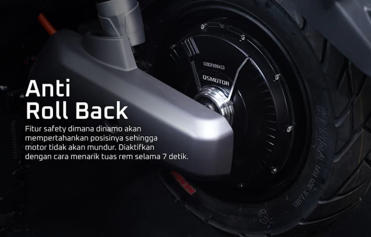 Fitur safety dimana dinamo akan mempertahankan posisinya sehingga motor tidak akan mundur. Diaktifkan dengan cara menarik tuas rem selama 7 detik.
